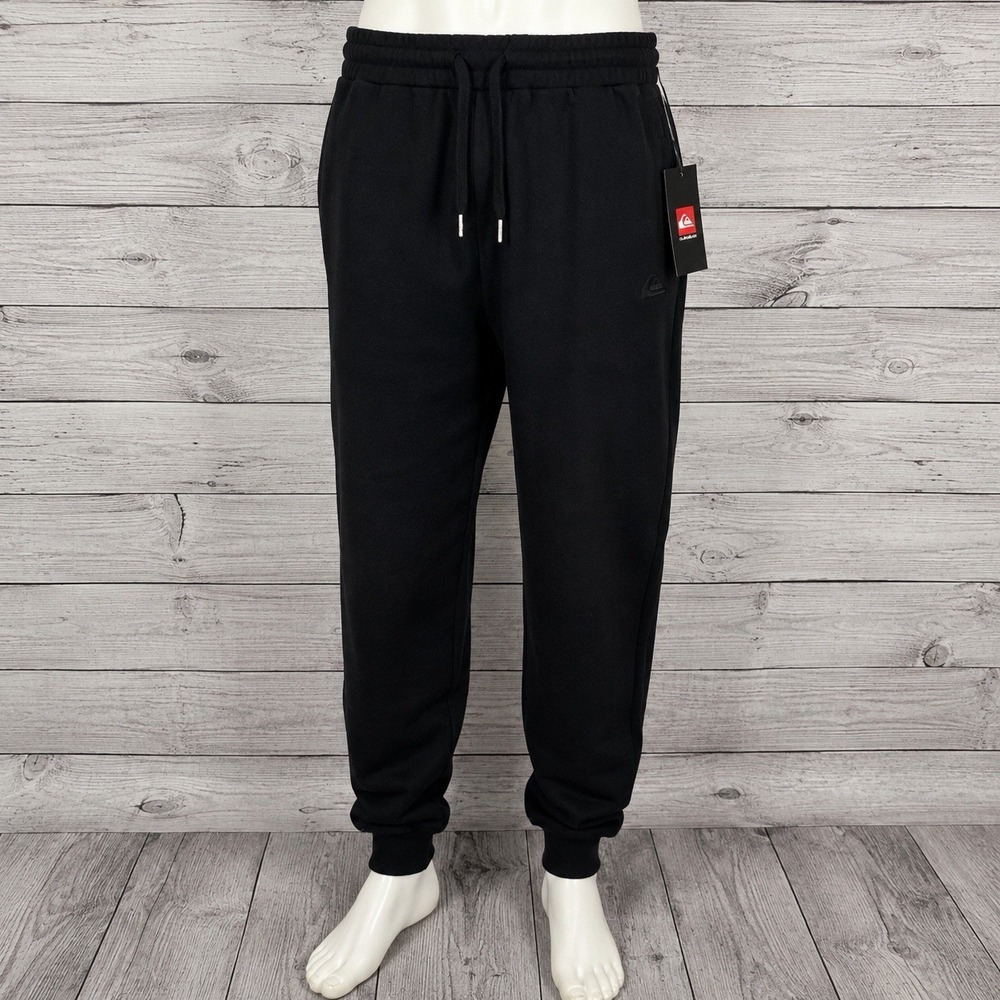 Quiksilver Jogger Sweatpants Black Drawstring Fleece Men's XL NWT Pockets - Picture 1 of 7